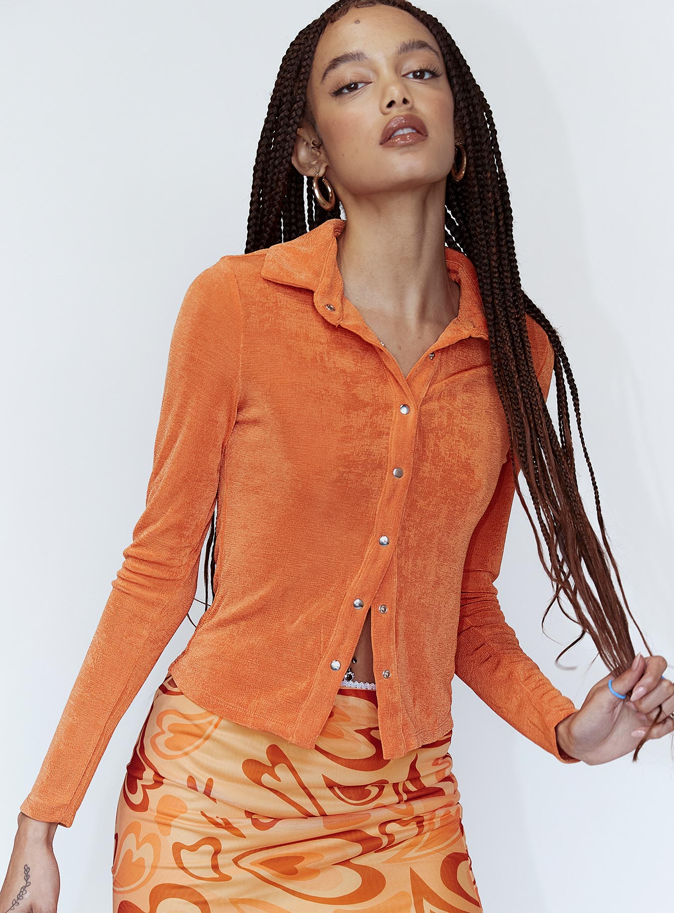 Elody Long Sleeve Top Orange - Image 3