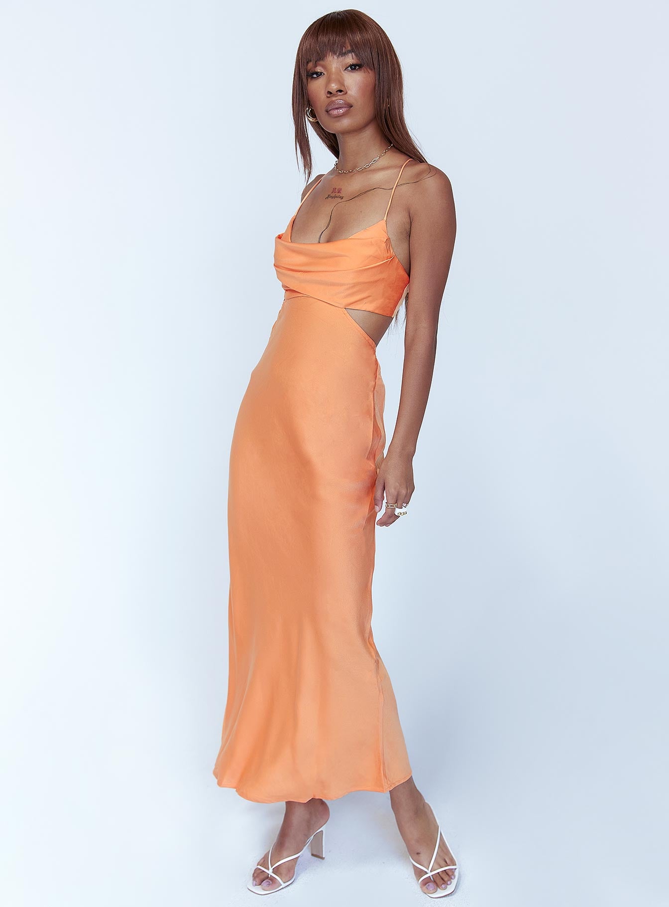 Giselle Midi Dress Orange - Image 4