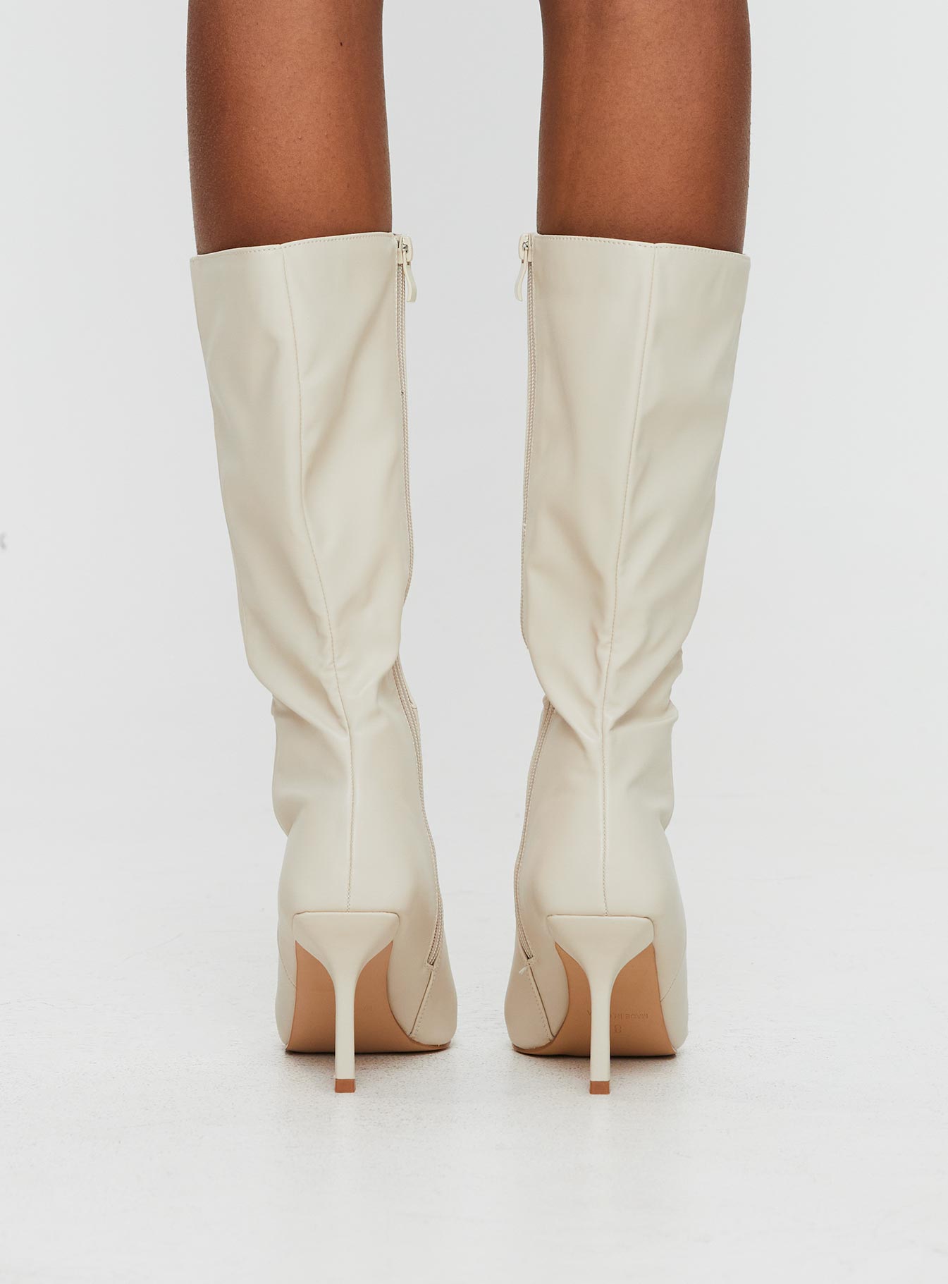 Elodiee Knee High Boots Cream - Image 4