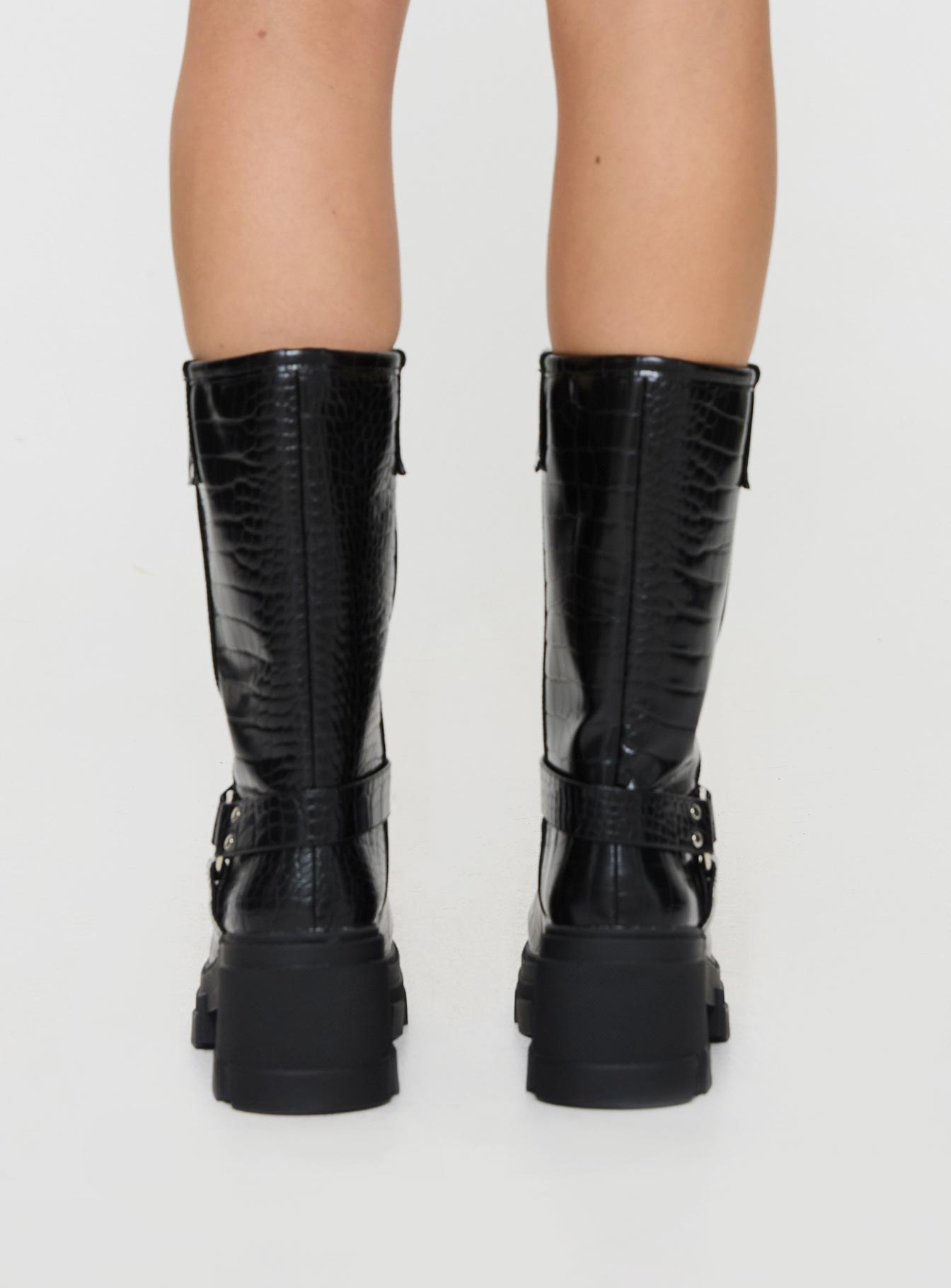 Boyfriend Boots Black Croc - Image 4