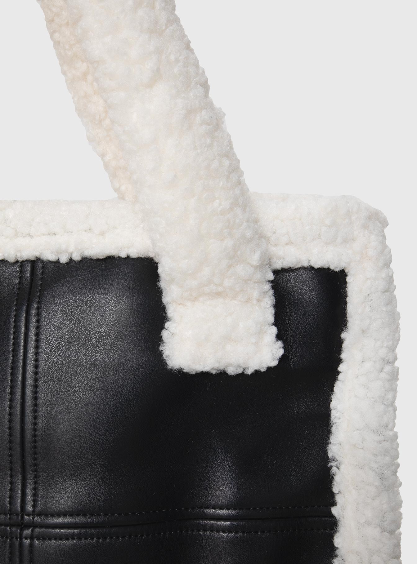 Jayjay Faux Leather Tote Bag Black / Cream - Image 4