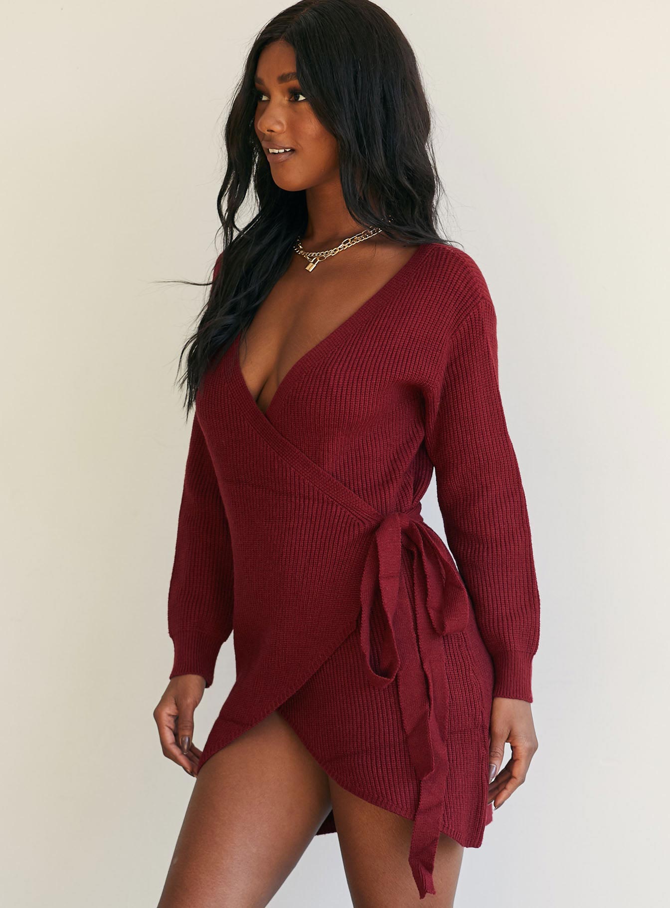 Phenix Mini Dress Burgundy - Image 4