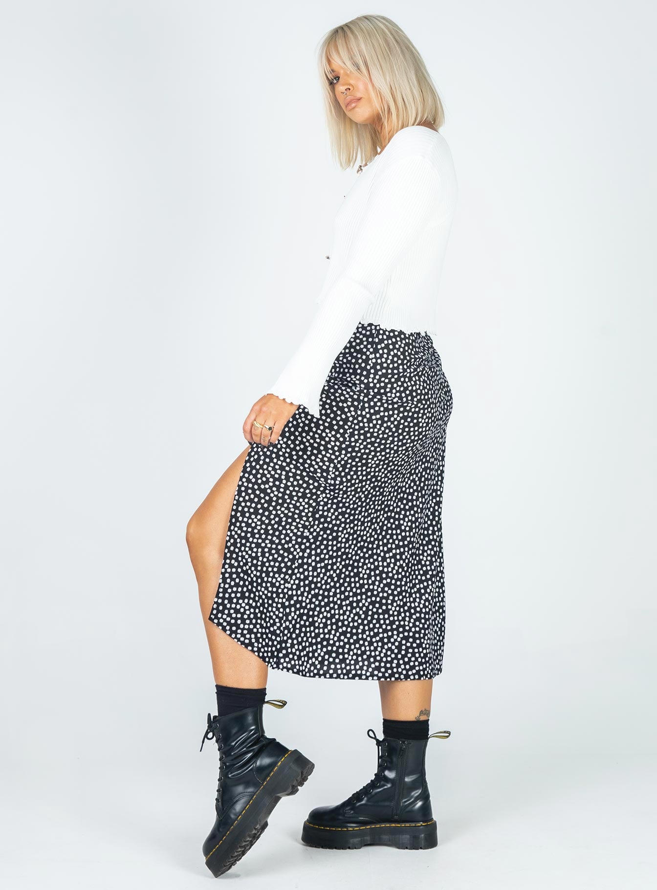 Mabel Midi Skirt Black/White - Image 3