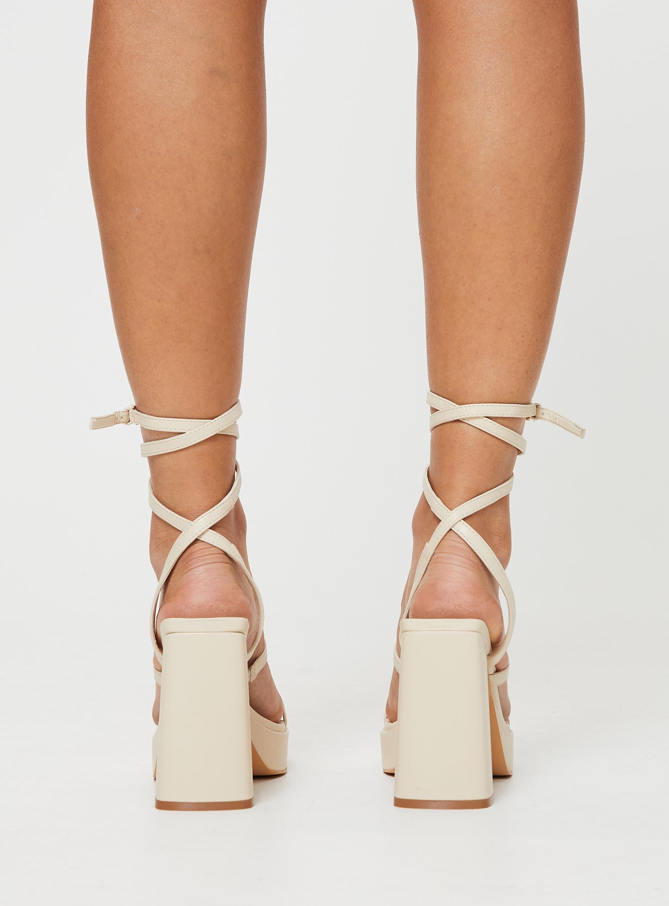Odessa Platform Strappy Heels Cream - Image 4