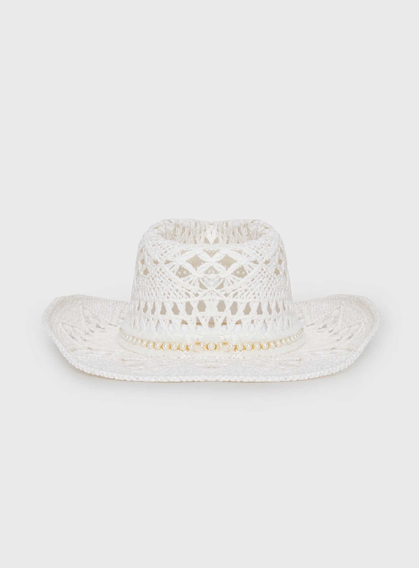 Jayceon Beaded Cowboy Hat White - Image 4