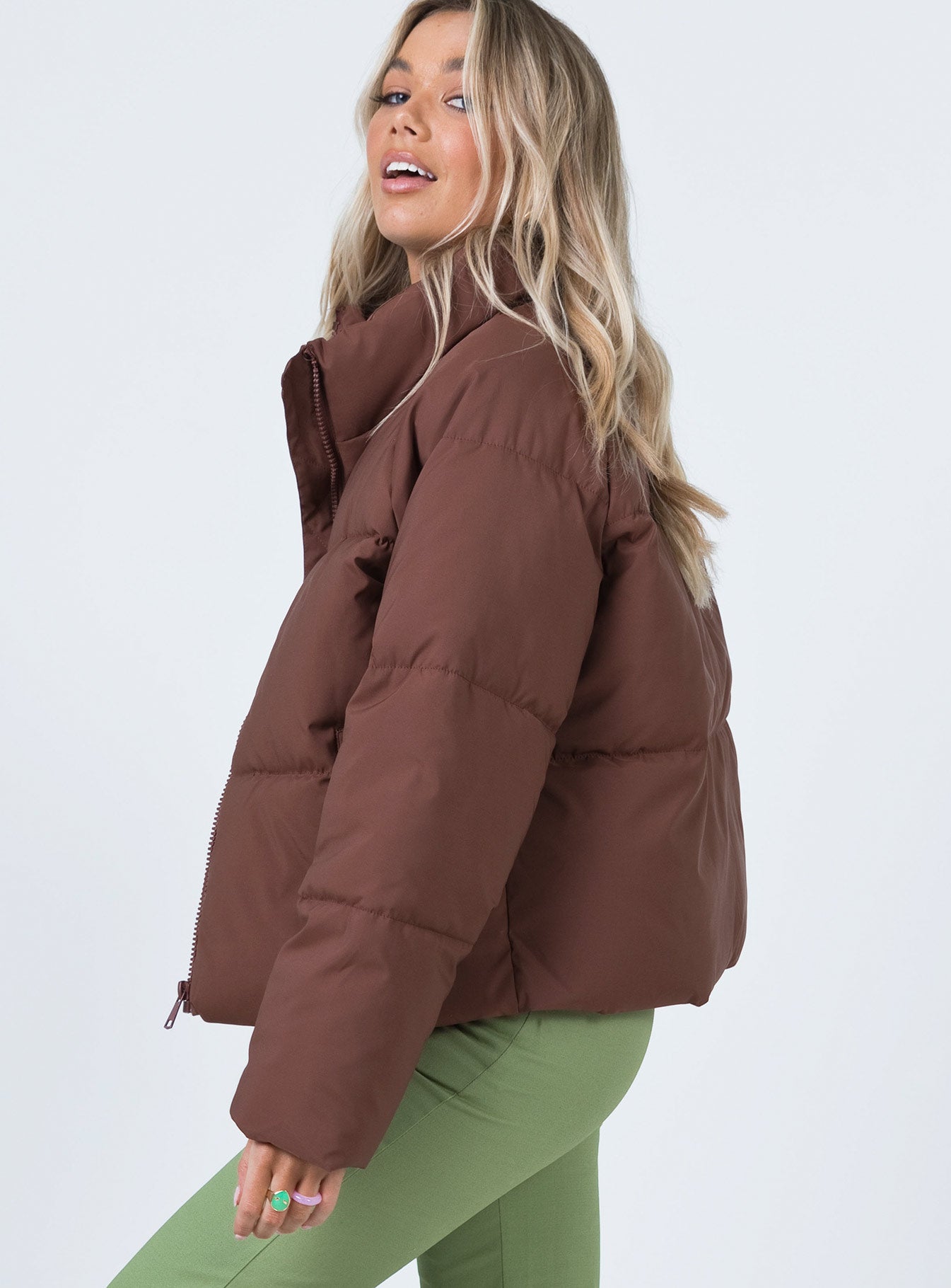 Zaria Puffer Jacket Brown - Image 4
