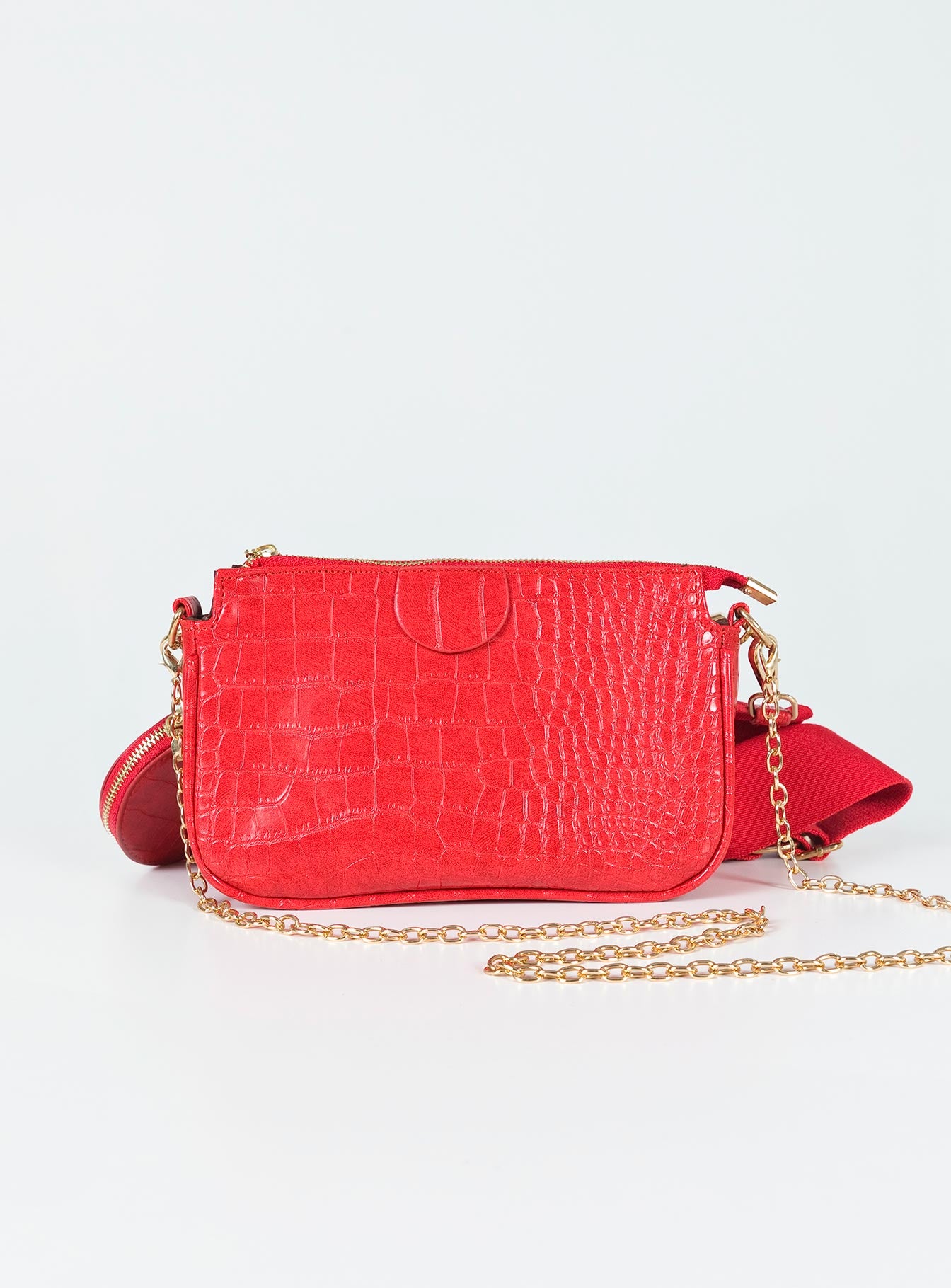 Harvey Croc Multi Pocket Bag Red - Image 4