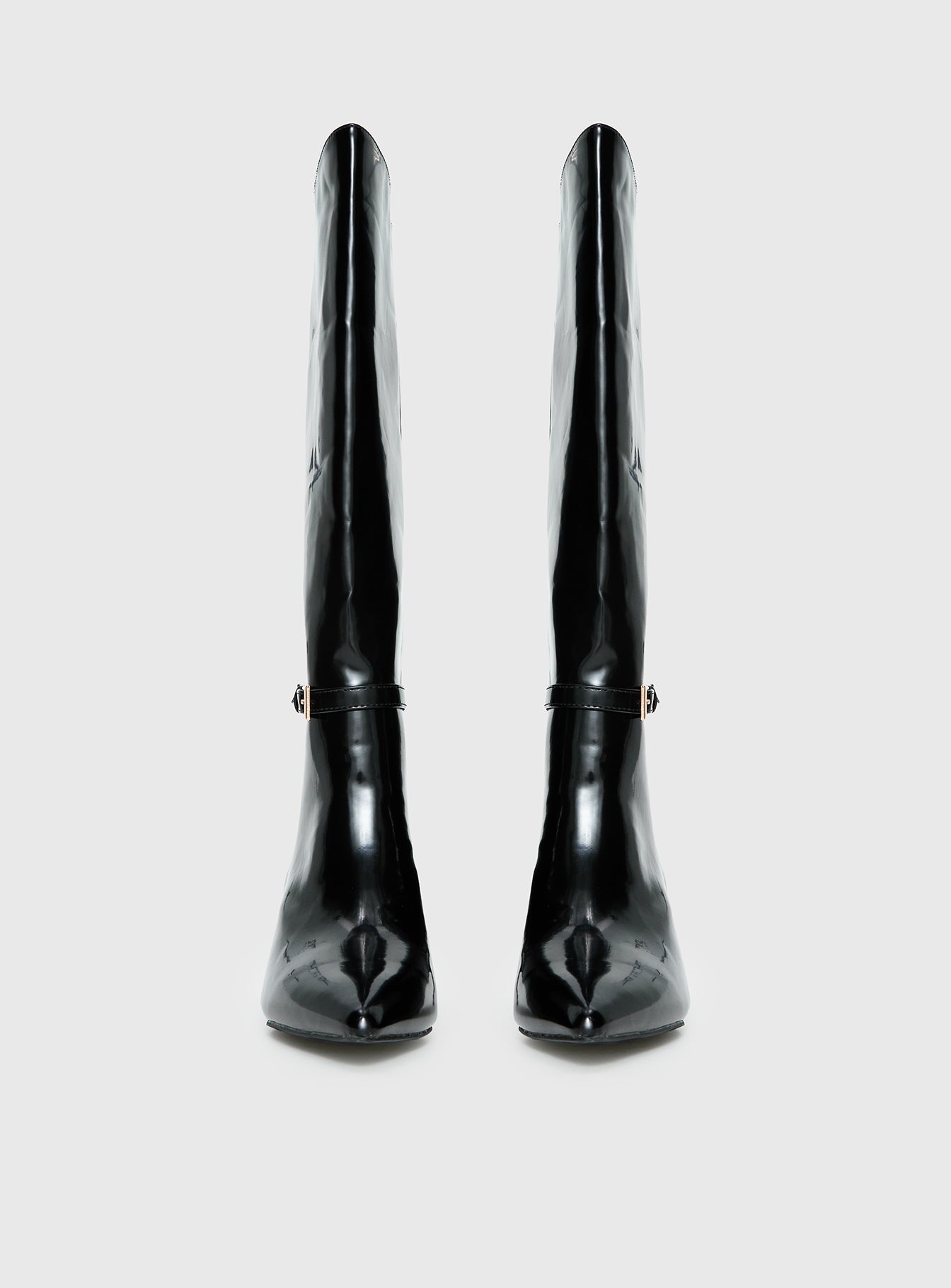 Glazed Knee High Boots Black - Image 4