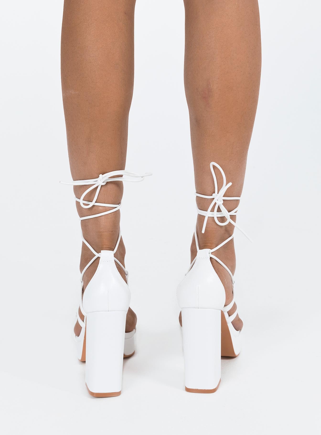 Mallard Strappy Heels White - Image 4