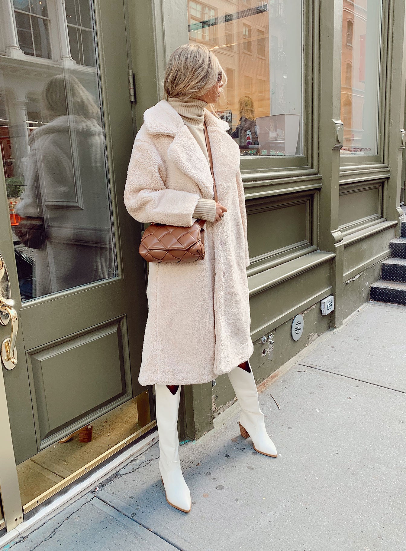 Leah Teddy Coat Beige - Image 4