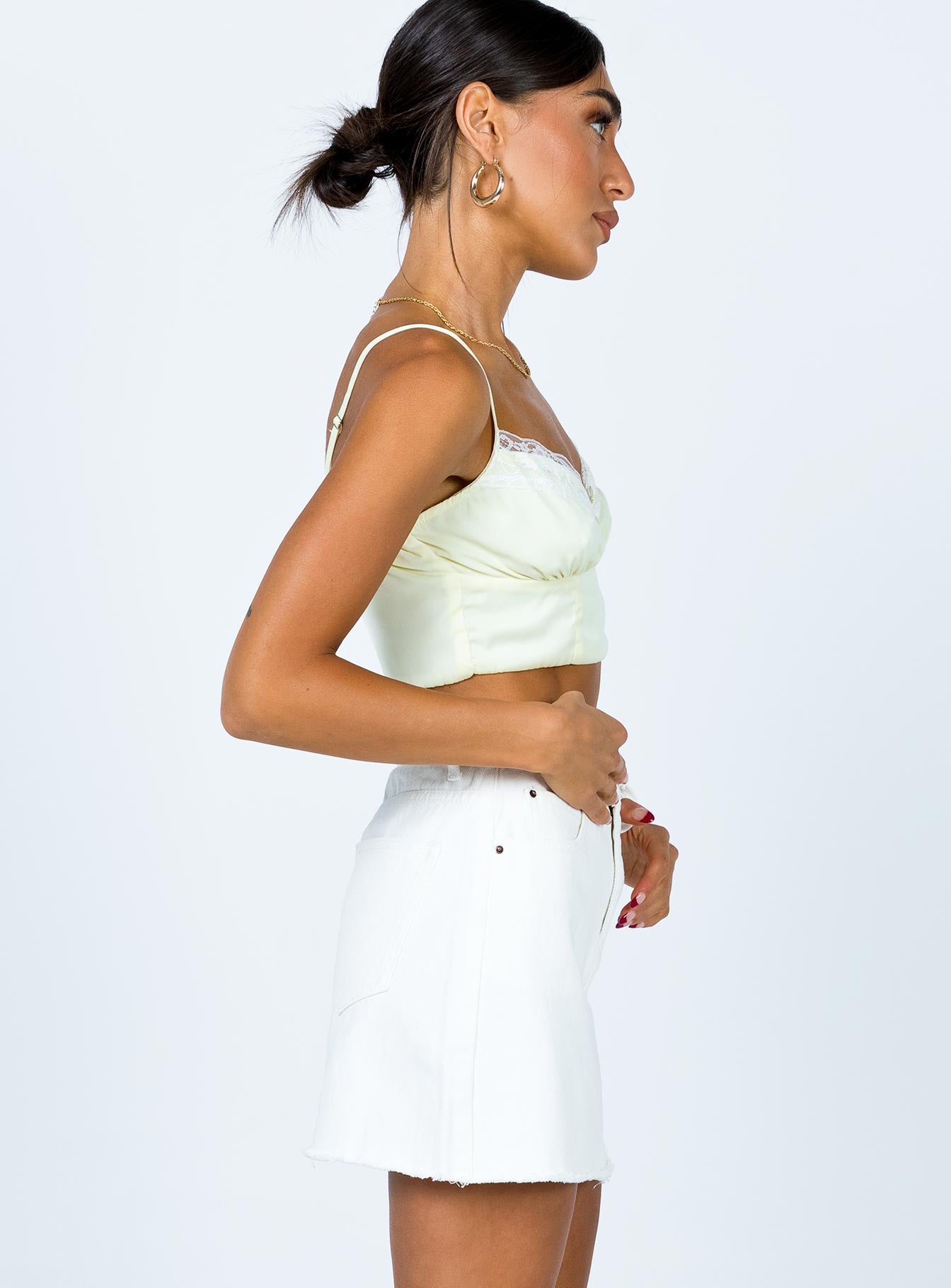 Hallie Denim Mini Skirt White - Image 3
