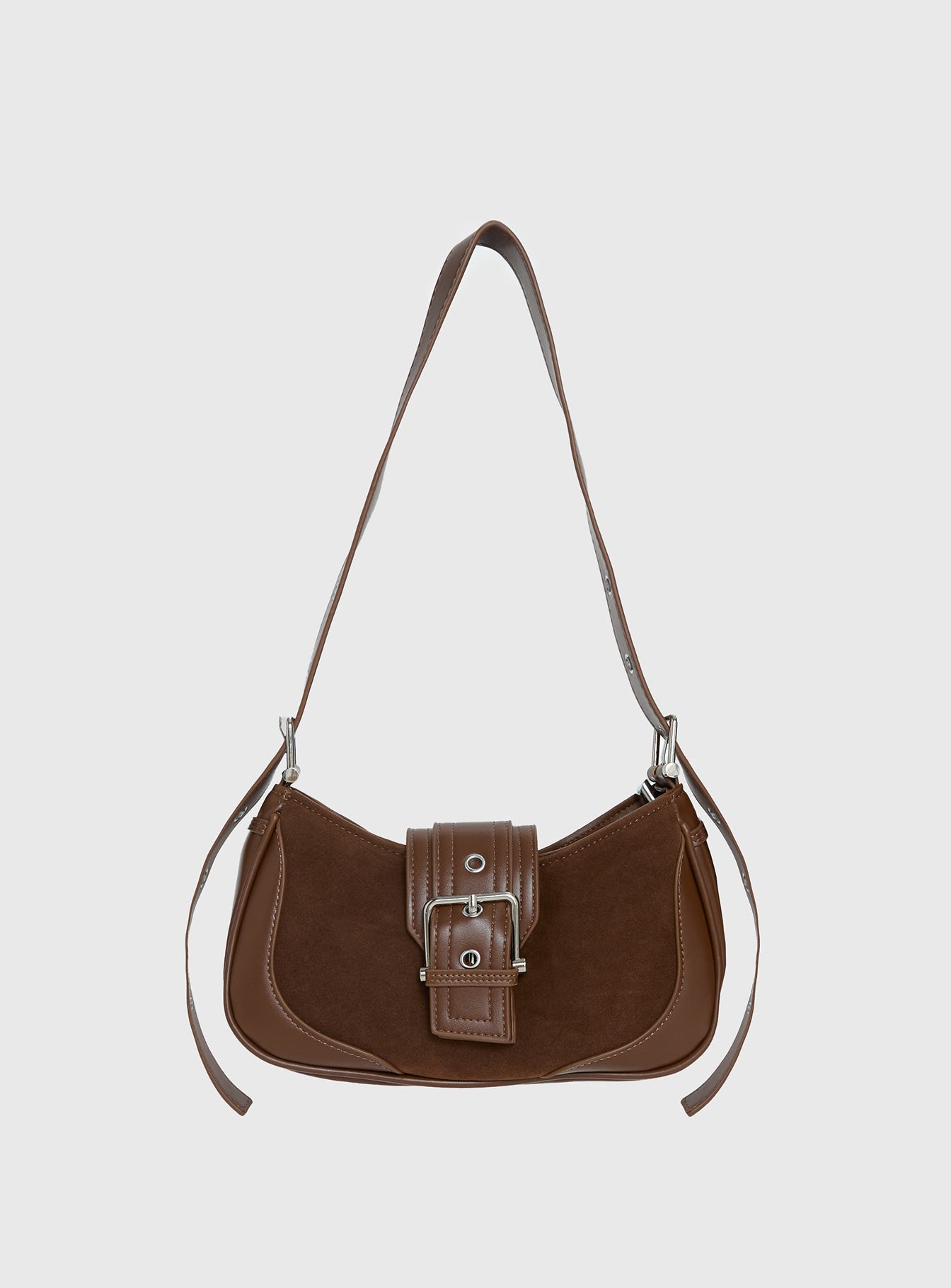 Kienna Buckle Shoulder Bag Brown - Image 4