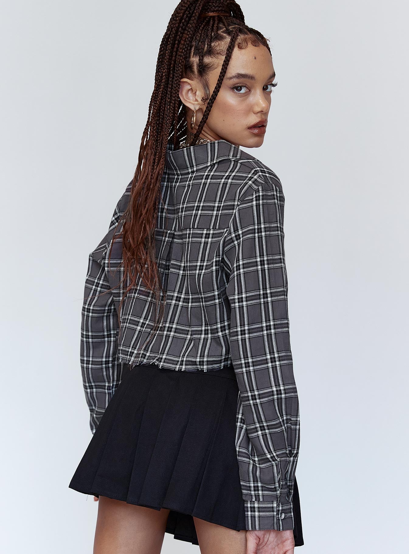 Nora Cropped Shirt Grey - Image 3