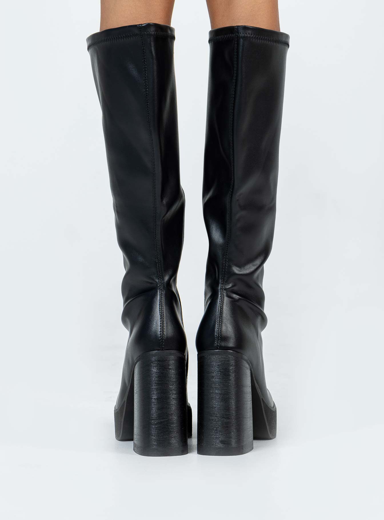 Coline Knee High Platform Boots Black - Image 4