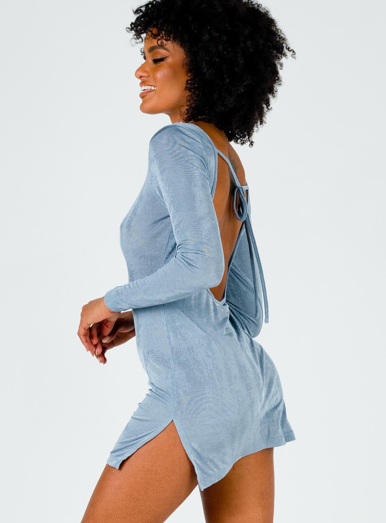 Montana Mini Dress Dusty Blue - Image 5