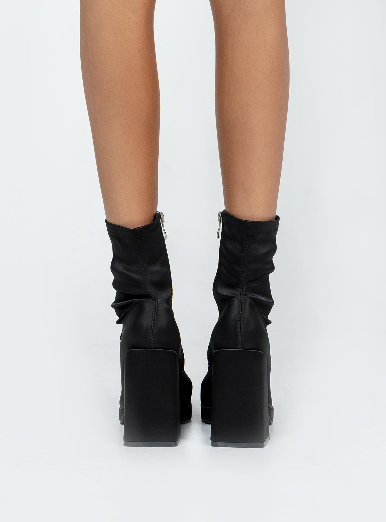 Highway Satin Ankle Boots Black - Image 4