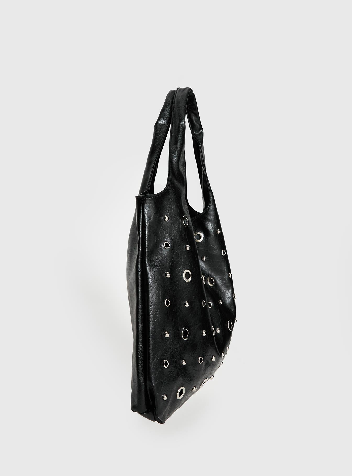 Find Your Love Eyelet Detail Shoulder Bag Black - Image 4