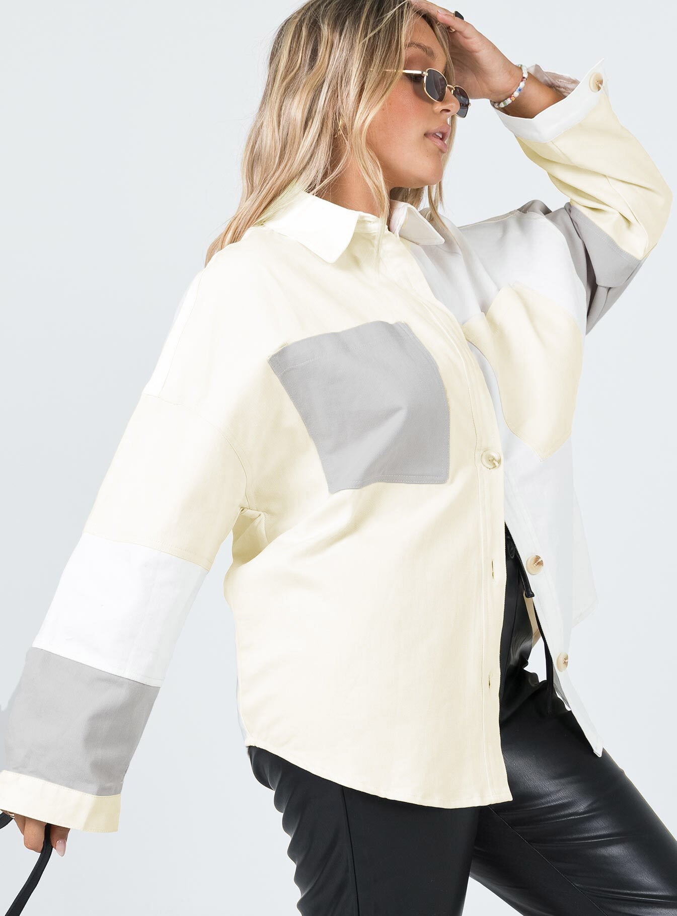 Casey Patchwork Oversized Jacket Multi - Image 3