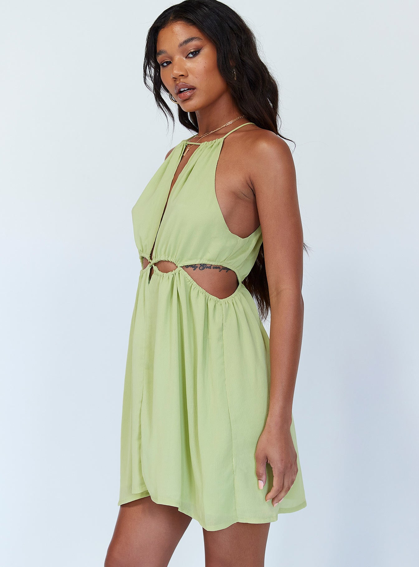 Noa Mini Dress Green - Image 3