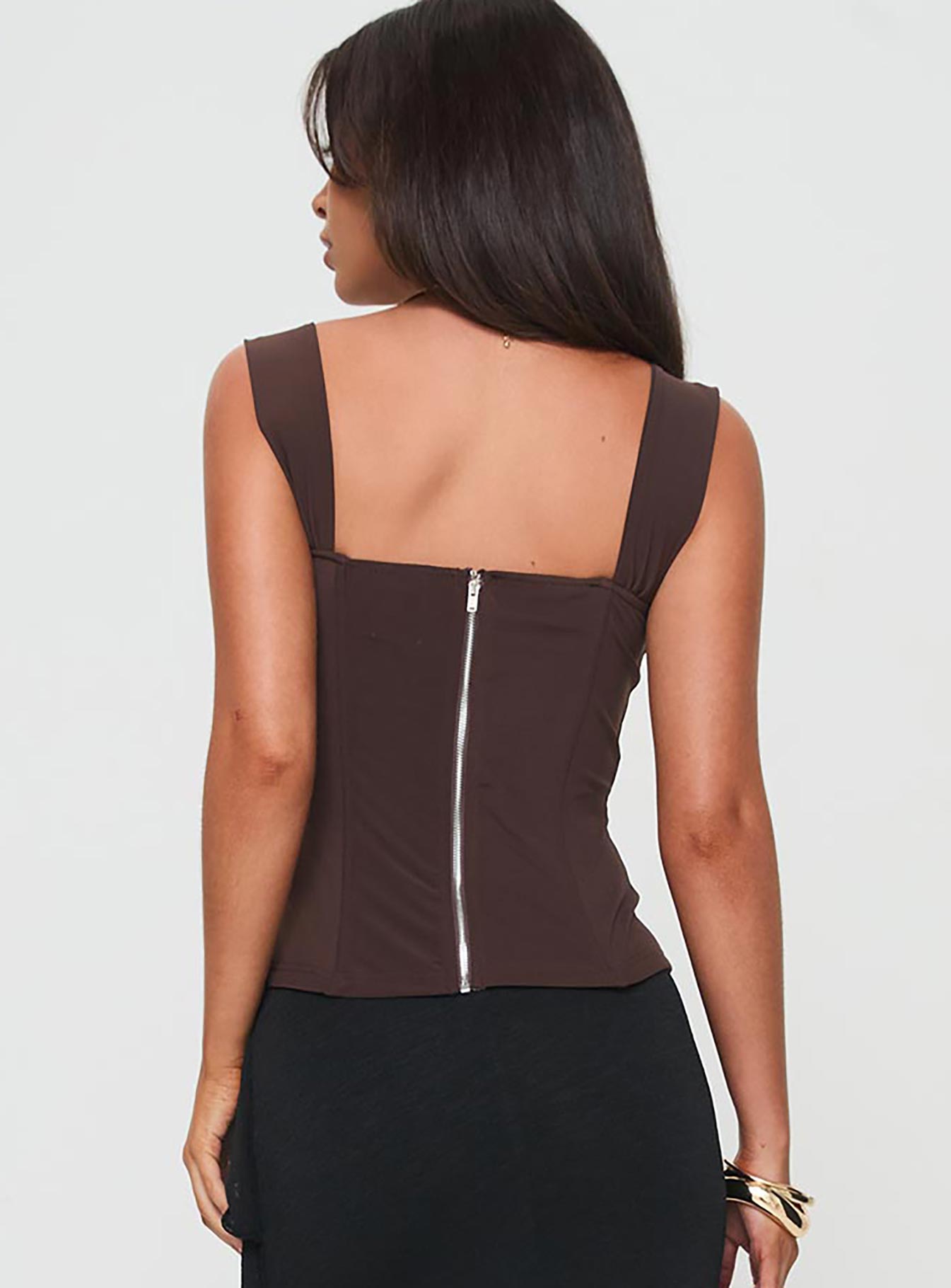 Kyrie Longline Corset Top Brown - Image 5
