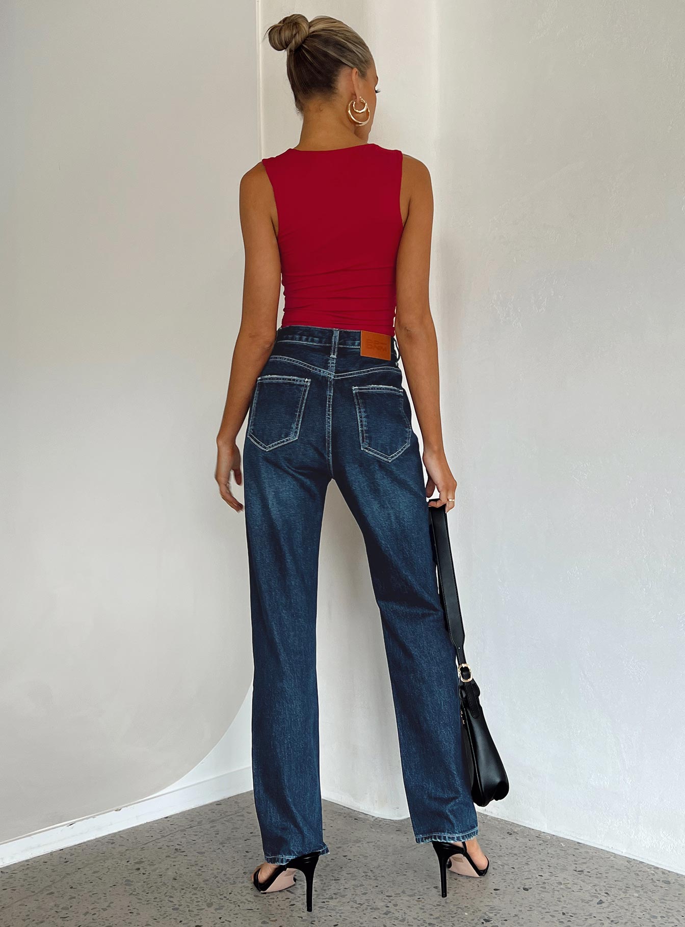 Holly Asymmetric Straight Leg Jean Dark Wash Denim - Image 4