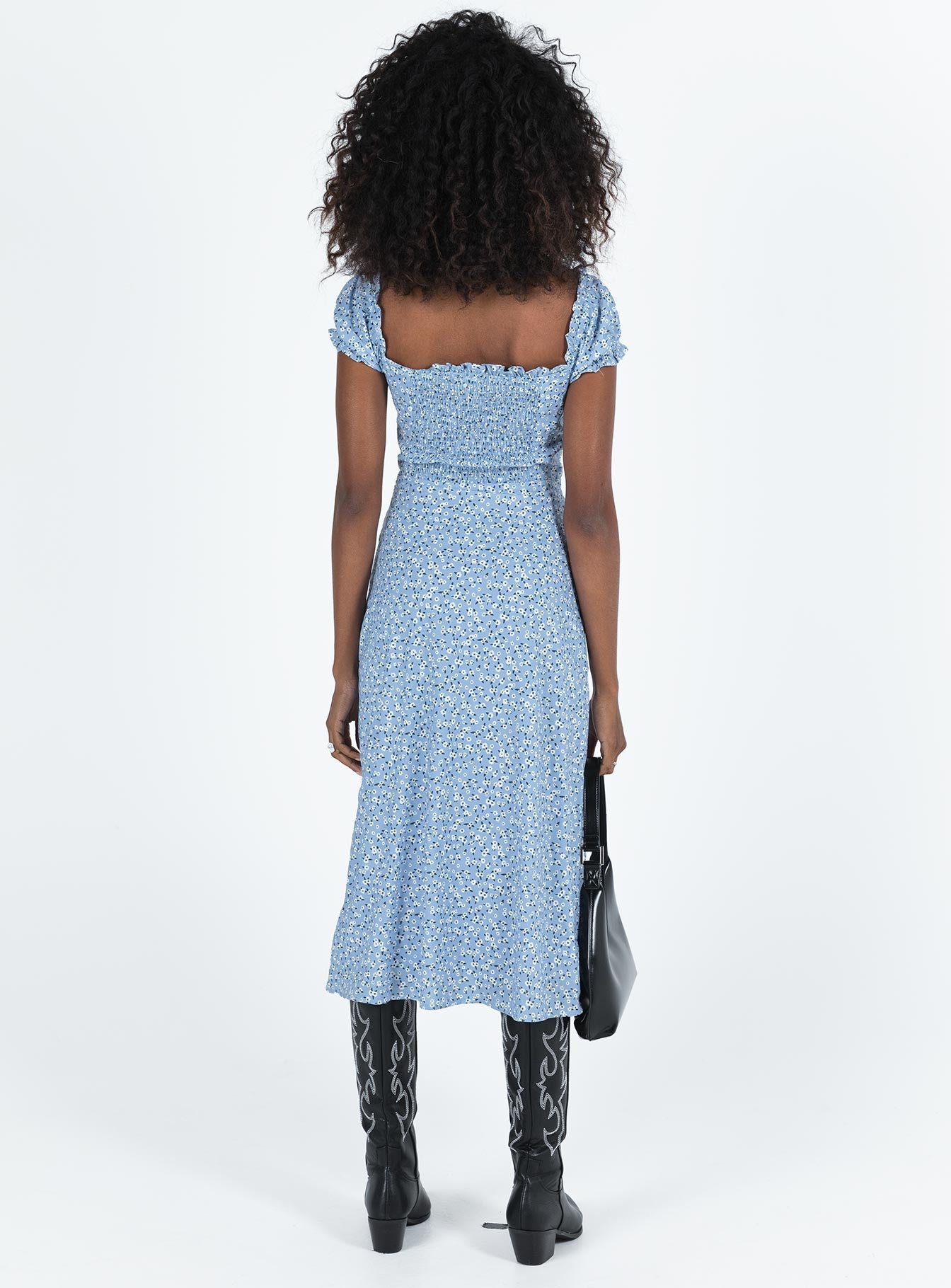 Just Like Heaven Midi Dress Blue Floral - Image 5