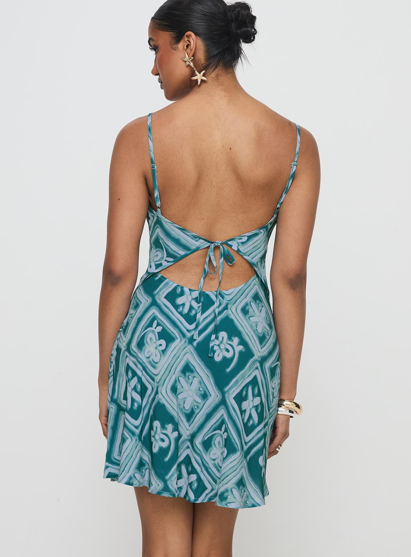 Vittorio Bias Cut Mini Dress Blue - Image 5