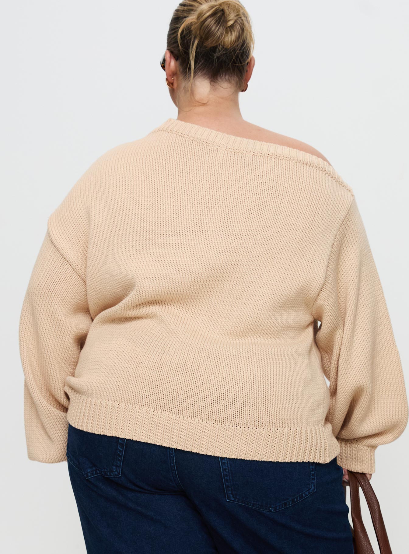 Jadynn Off Shoulder Knit Sweater Cream Curve - Image 5