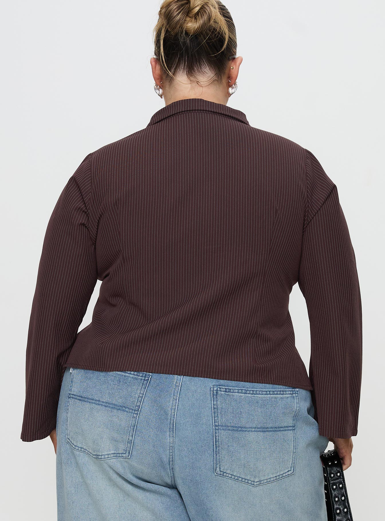 Anni Pinstripe Shirt Brown Curve - Image 5