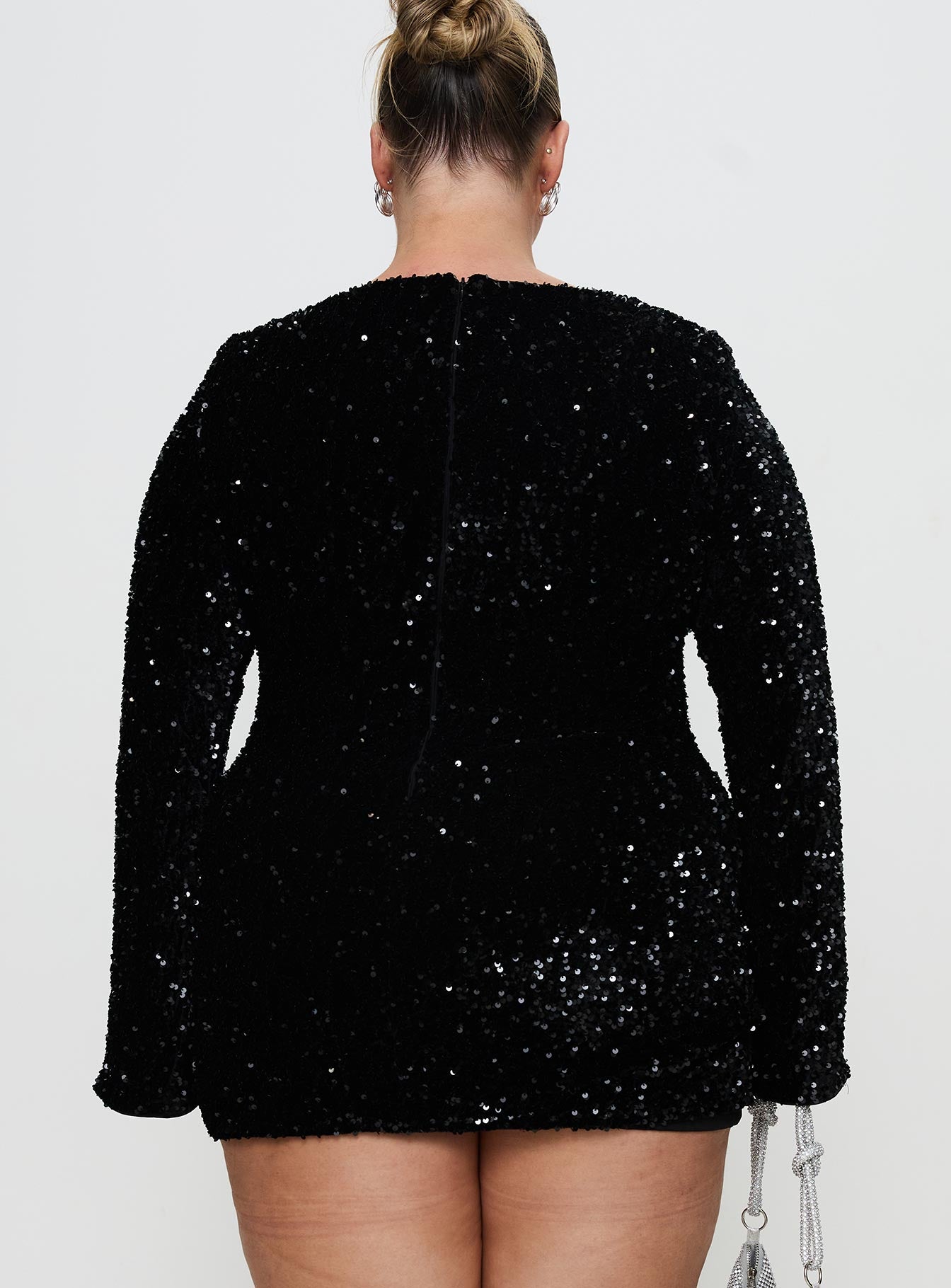 Vinelle Long Sleeve Mini Dress Black Curve - Image 5