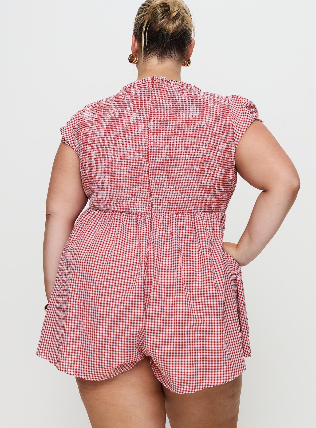 Wescott Gingham Playsuit Red / White Curve - Image 5