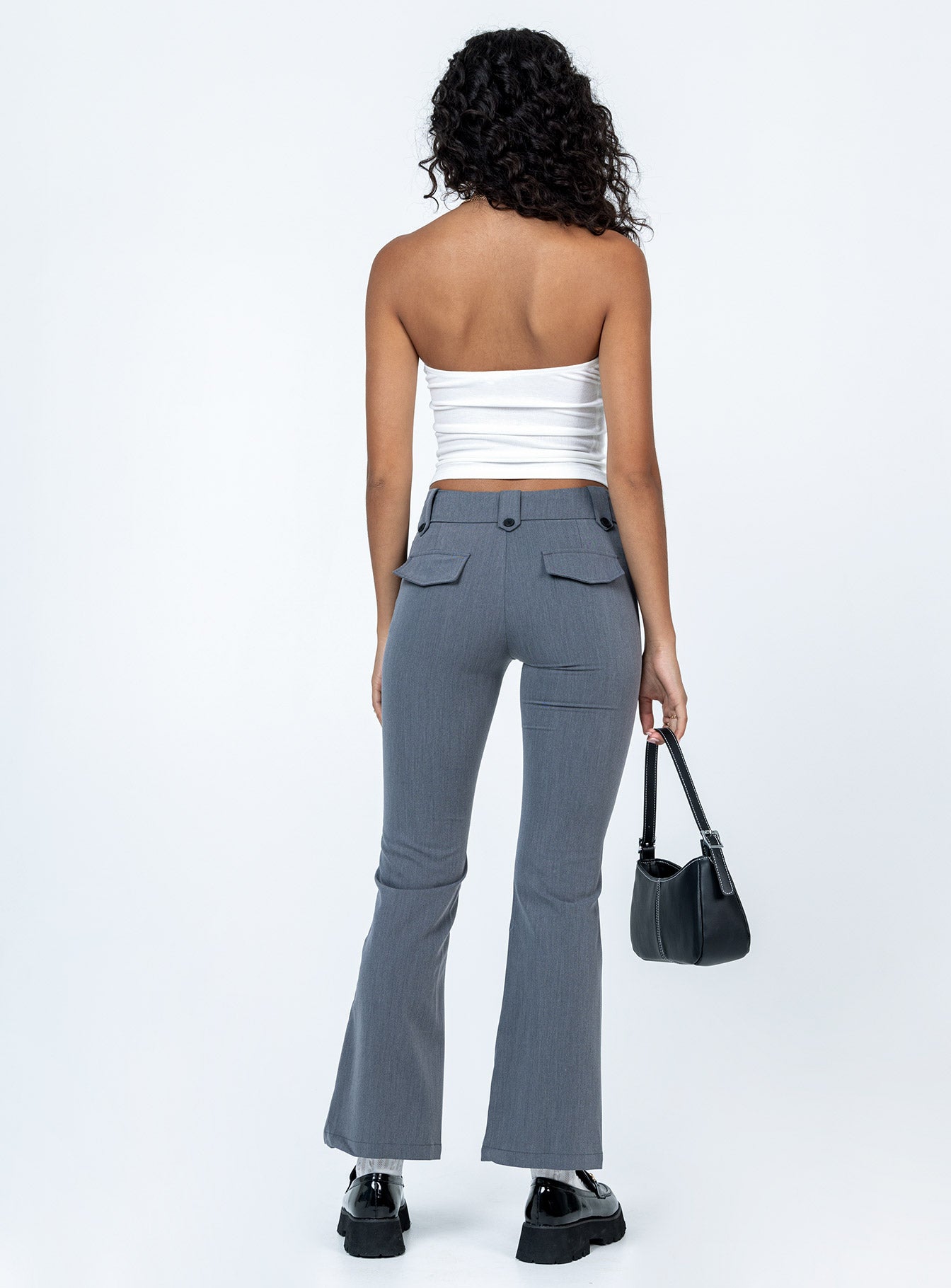 Yianna Low Waist Flare Pants Grey - Image 5