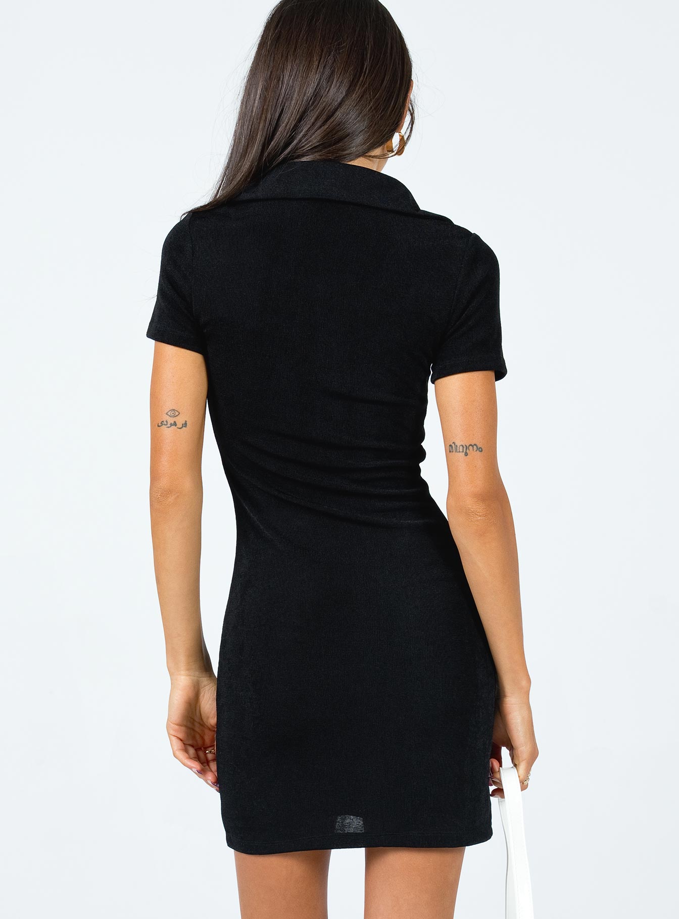 Elody Short Sleeve Mini Dress Black - Image 6
