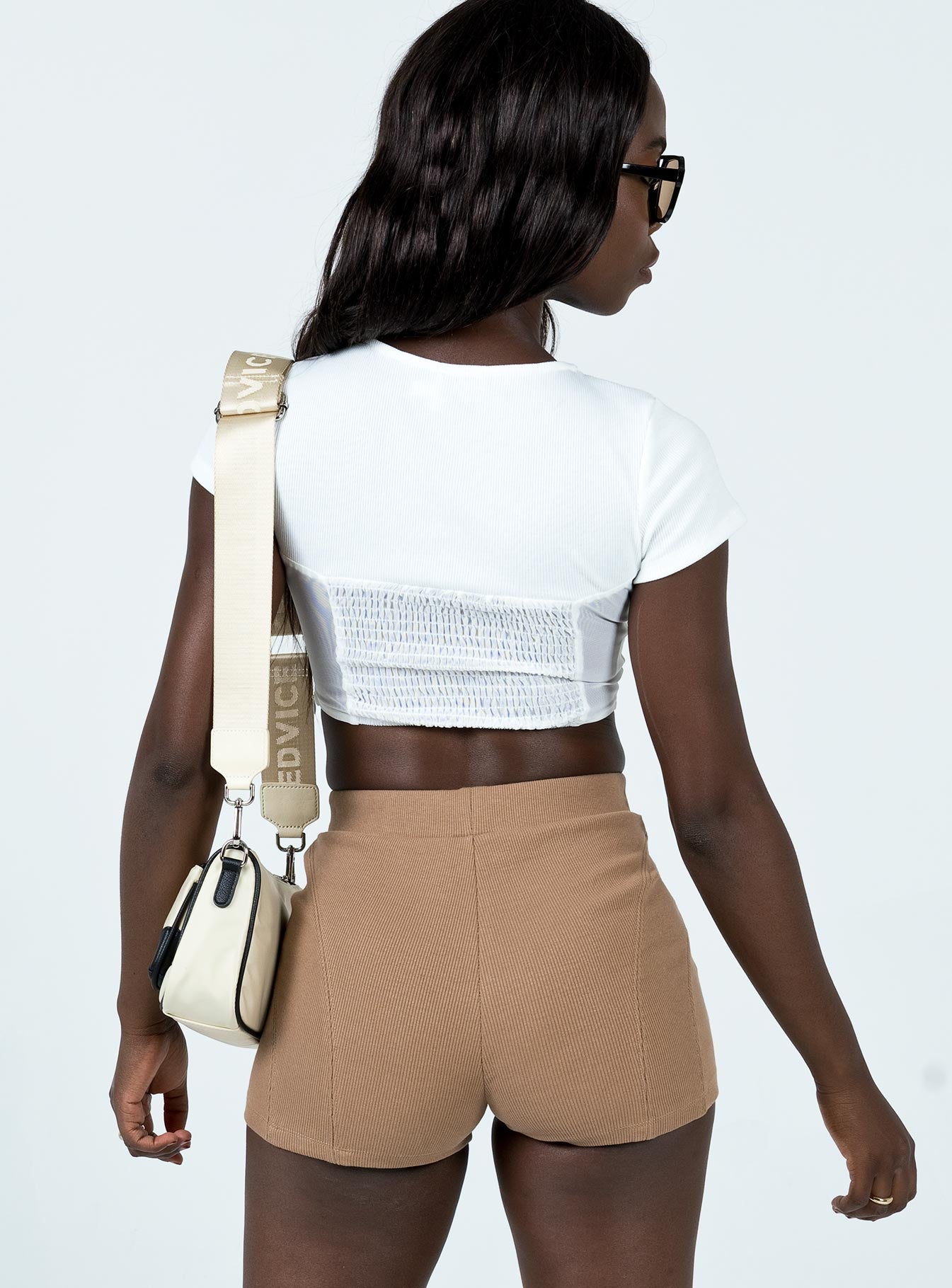 Kim Rib Bike Shorts Beige - Image 4