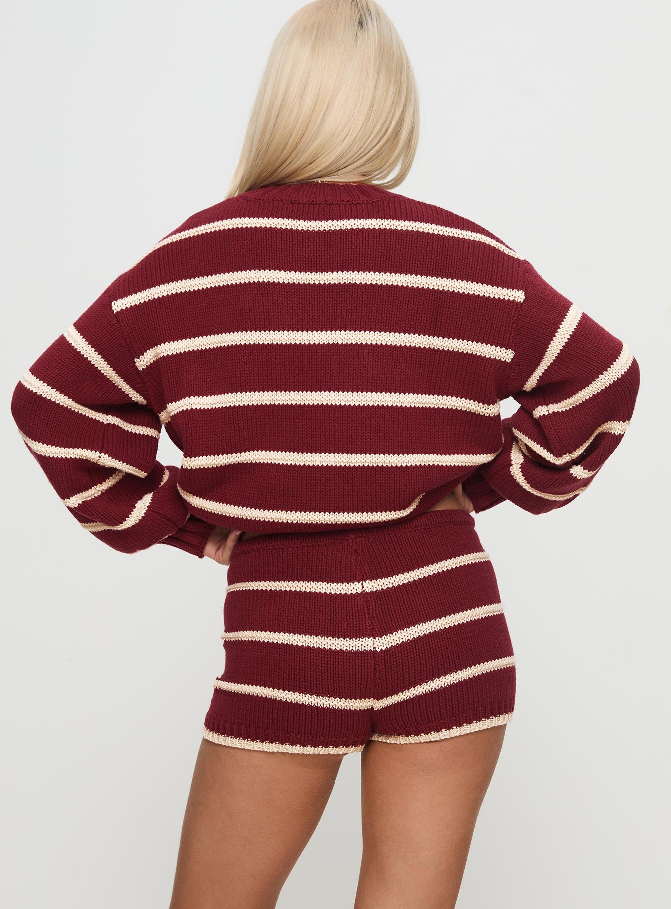 Read Your Mind Knit Short Maroon Stripe - Image 5