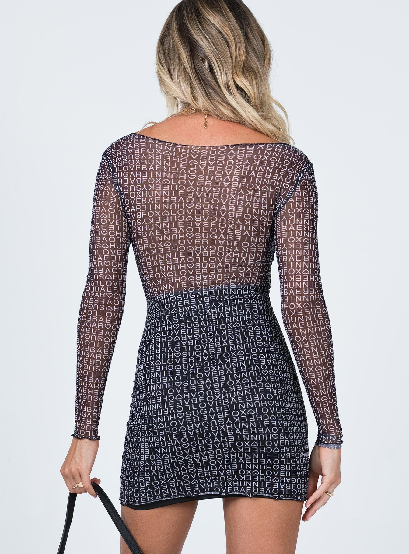 Text Me Mini Dress Black - Image 5