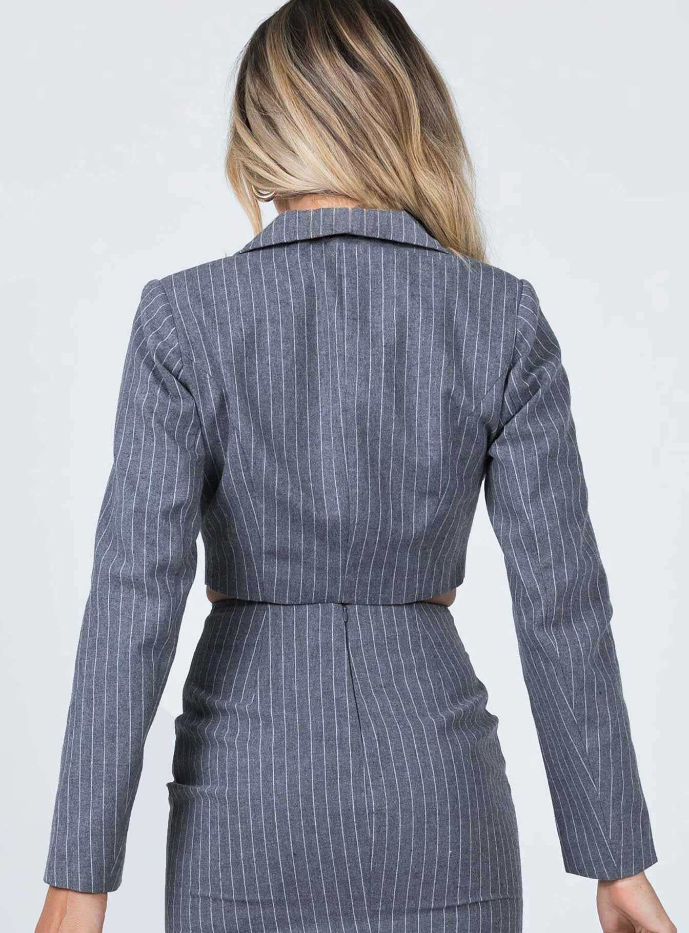 Claremont Cropped Blazer Grey - Image 5