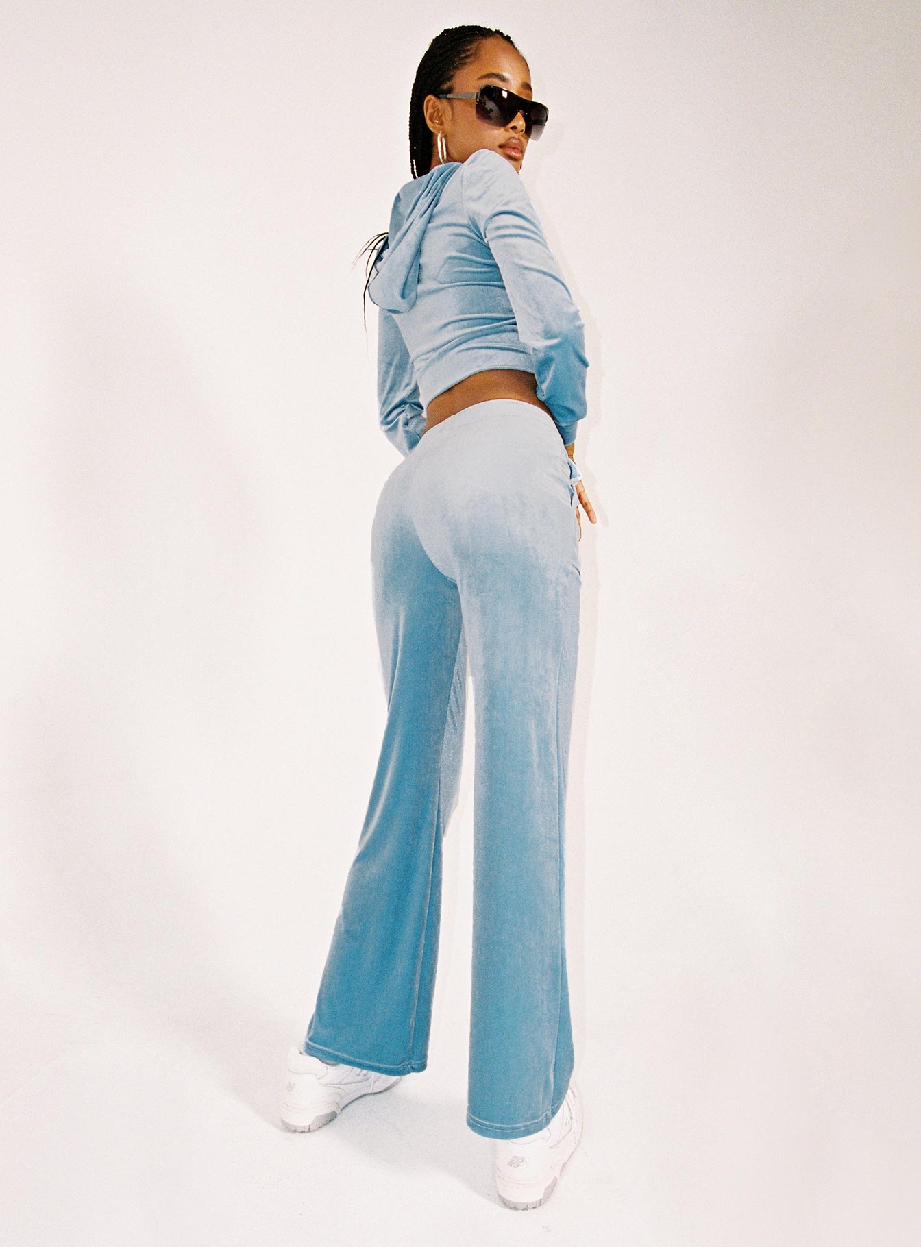 Velour Track Pant Blue - Image 5