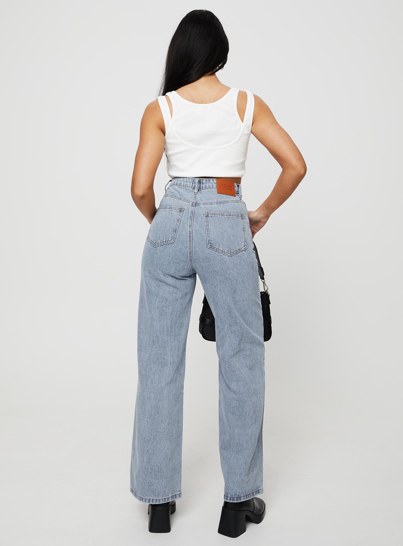 Nicolo High Rise Straight Leg Jeans Light Blue Wash - Image 5