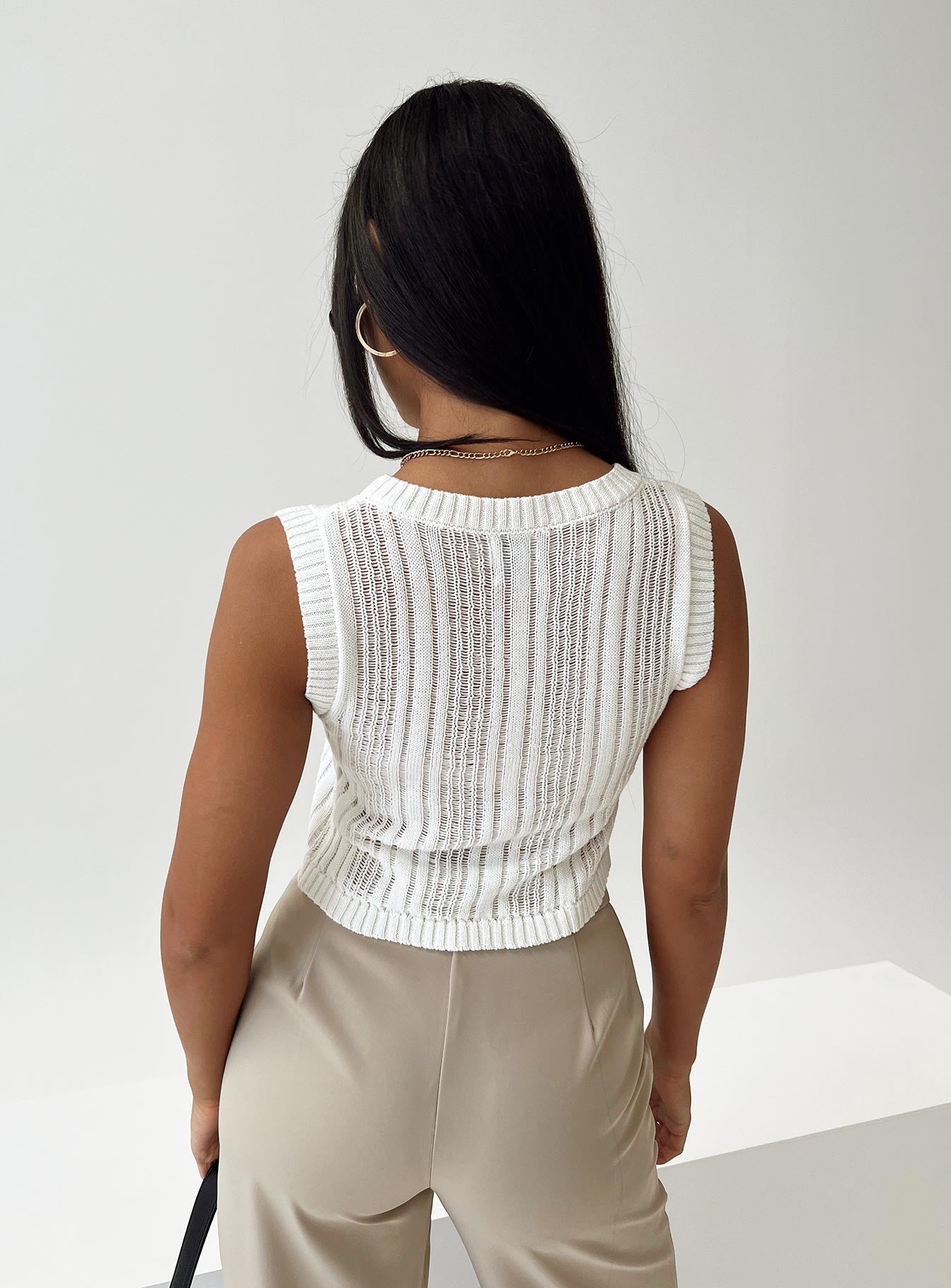 Issac Knit Vest White - Image 4
