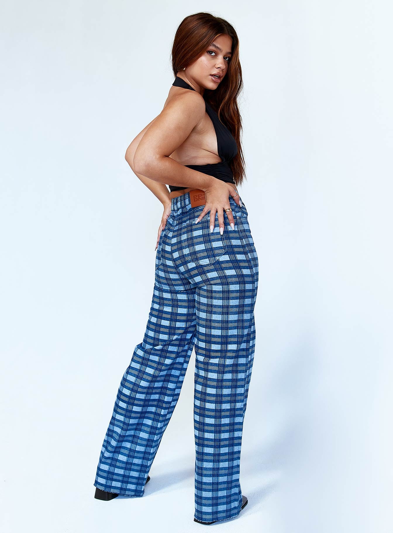 Alice Wide Leg Check Jeans Denim - Image 4