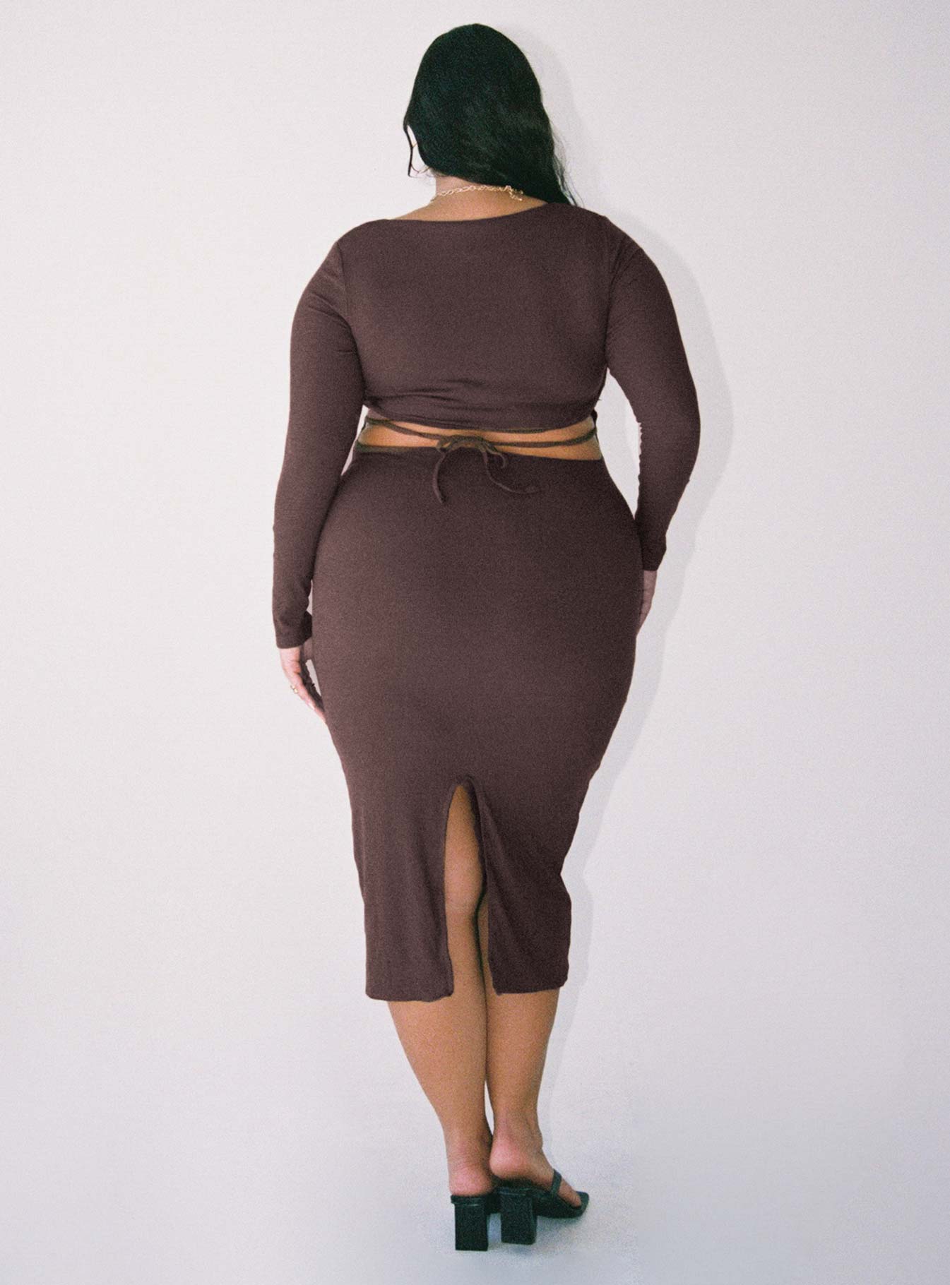 Nolan Midi Dress Brown Curve - Image 4