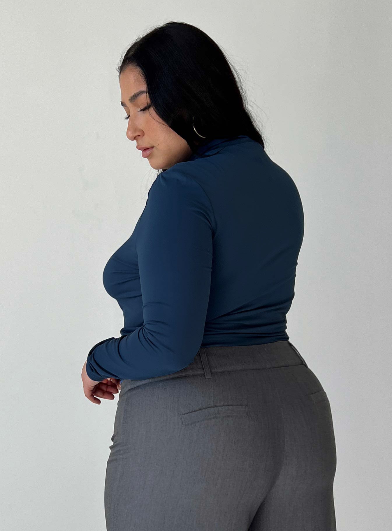 Elysium Long Sleeve Turtleneck Top Navy Curve - Image 4