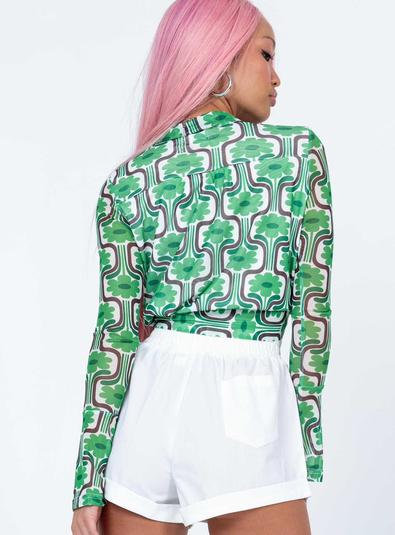 Rosabella Long Sleeve Top Green - Image 5