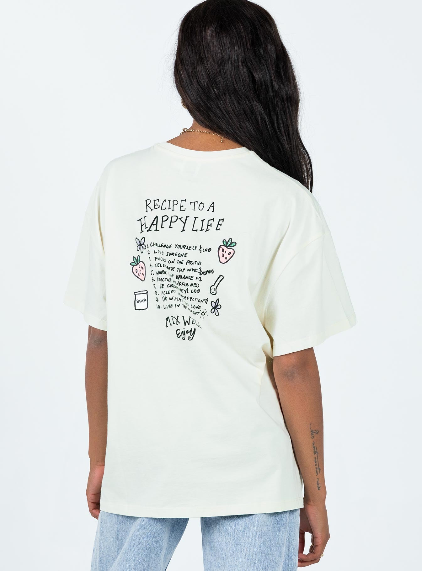 Happy Life Recipe Oversized Tee Cream - Image 4