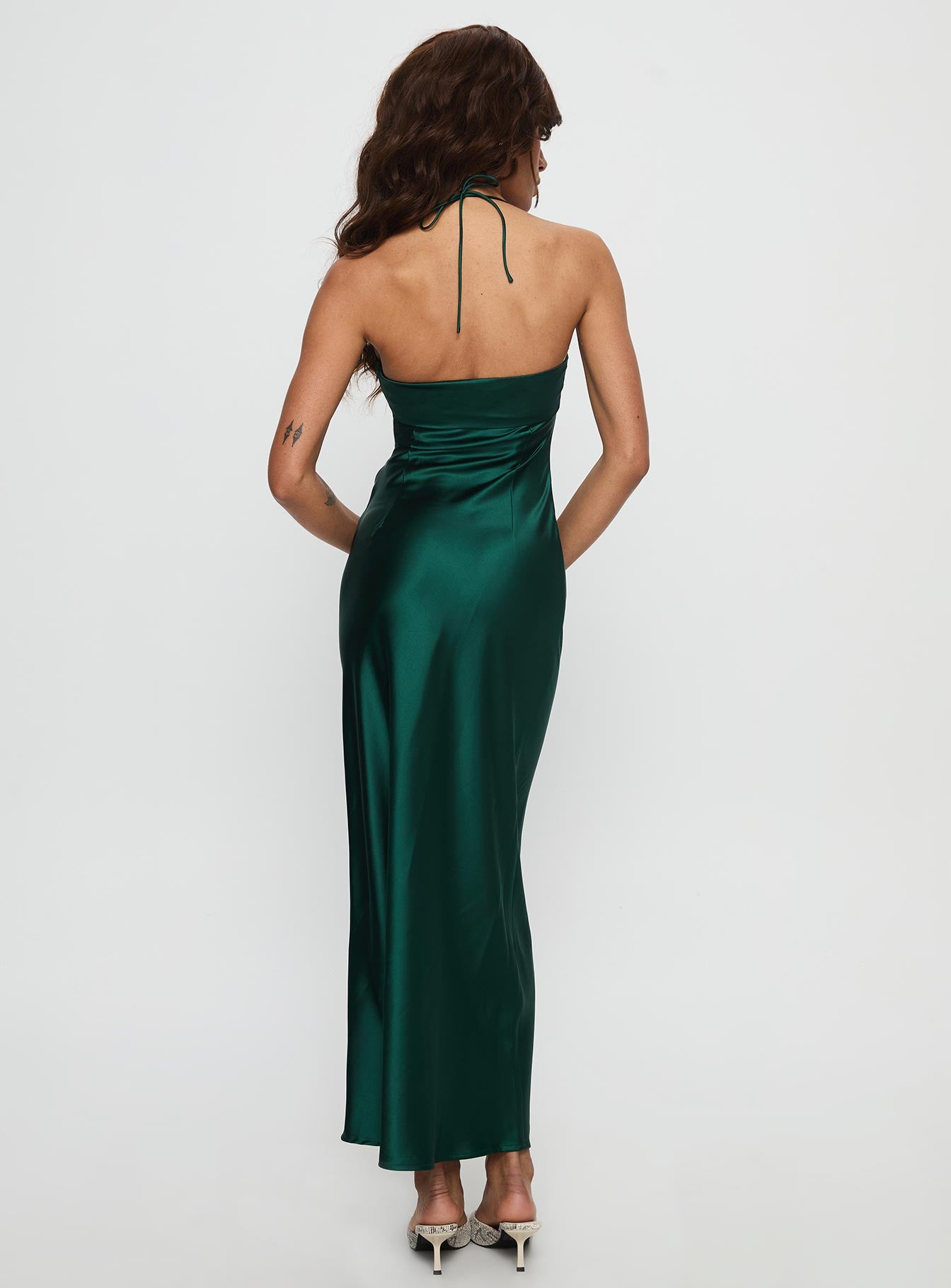 Fireproof Halter Maxi Dress Forest Green - Image 4