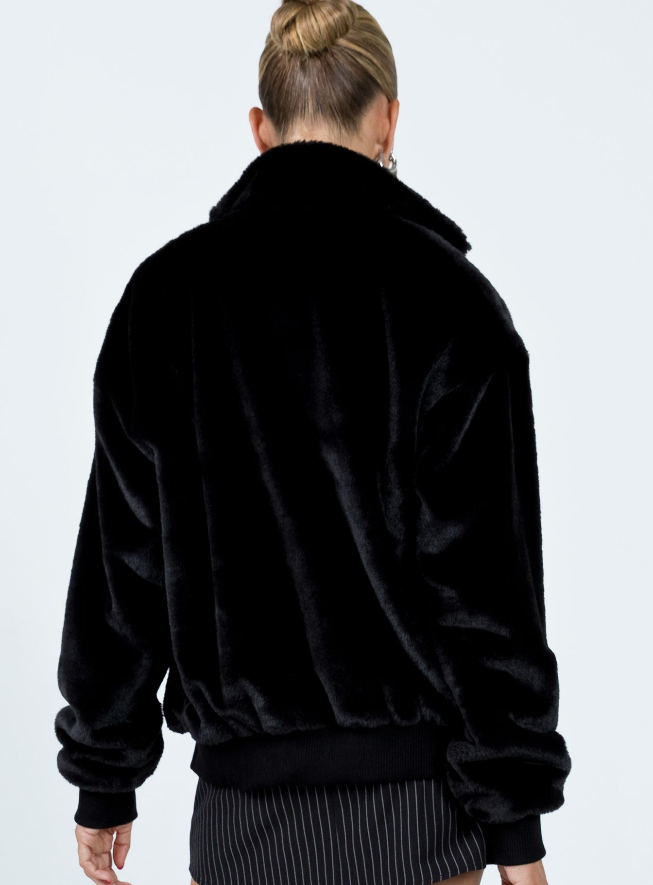 Cloyne Faux Fur Bomber Jacket Black - Image 4