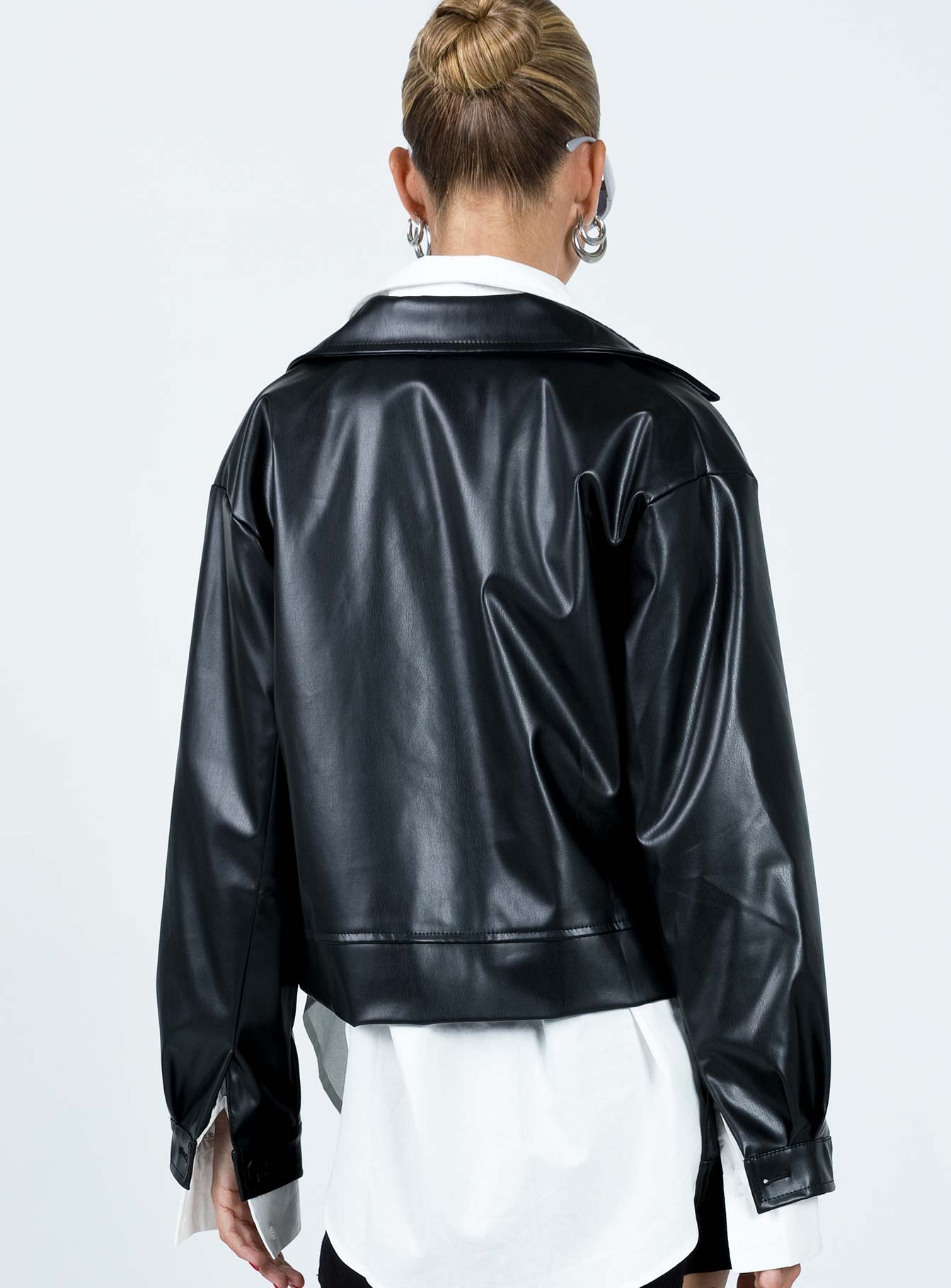 Yuka Faux Leather Jacket Black - Image 4