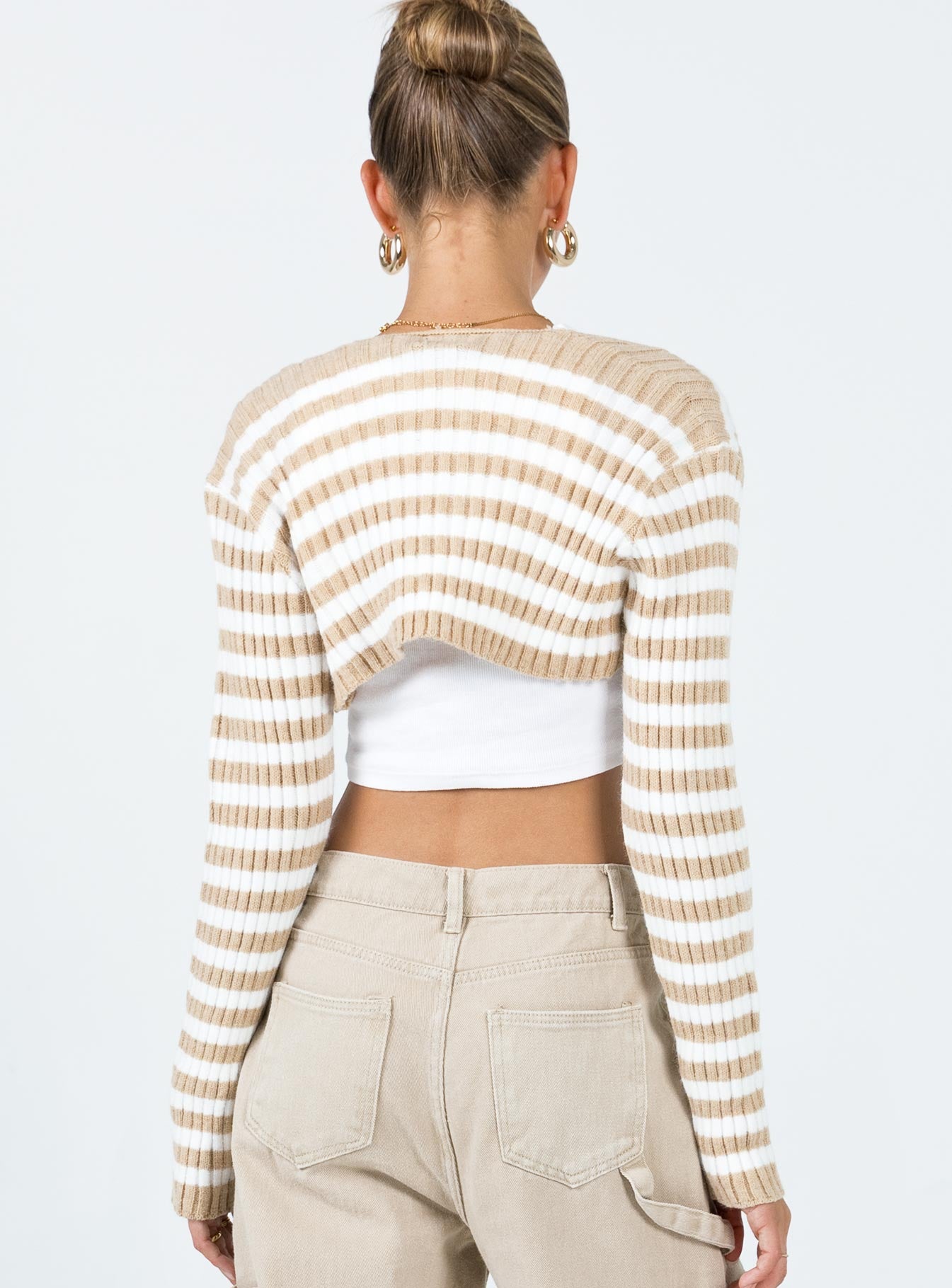 Aytan Bolero Sweater Beige/White - Image 5