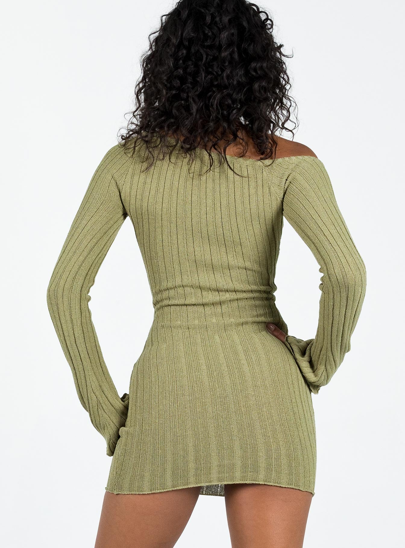 Santorini Knit Mini Dress Green - Image 5